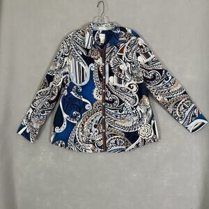 Chicos Sz 3 No-Iron Top Women Plus Sz 16 XL Work Wear Casual Comfortable Paisley